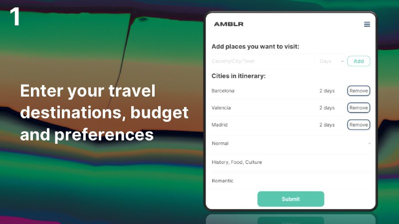 AMBLR - AI Travel Planner - 人工智能驱动的梦想之旅，一次一个回忆AI-powered dream getaways, one memory at a time (www.amblr.xyz)03-26  ↑ 95 PH Upvotesvia Buzzing (author: [REDACTED])