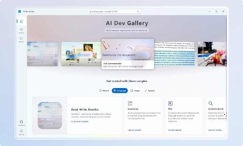 微软推出 AI Dev Gallery，可便捷运行本地 AI 模型微软为 Windows 11 AI+ PC 设备推出 AI Dev Gallery 功能，支持开发者集成本地 AI 模型